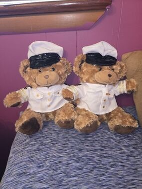 FOCO Plush Teddy Bear - Brown Fur with White Captain Jacket